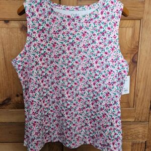 Croft And Barrow Floral Sleeveless Top - Pink and Green Petite XL